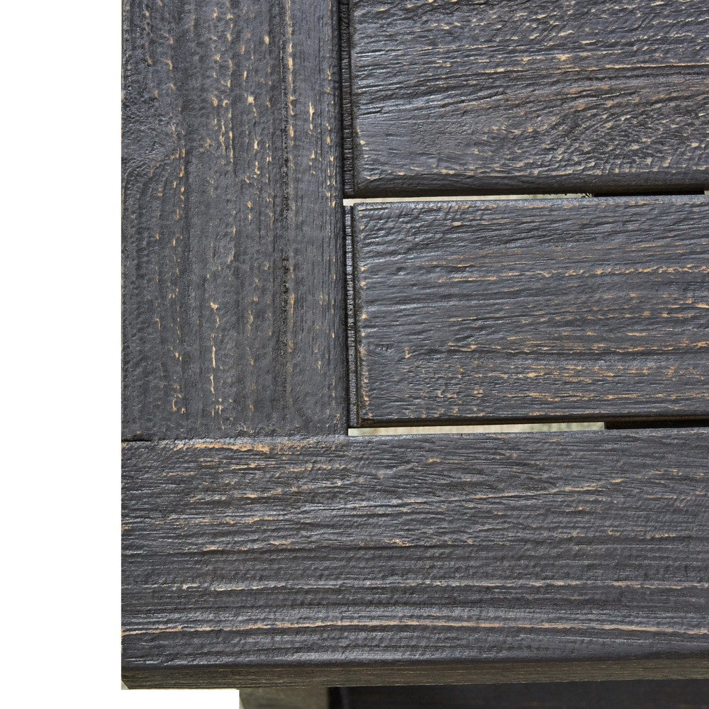 Outdoor Acacia Wood Dining Bench with Slatted Seat | Dark Gray | 60"