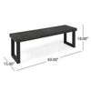 Outdoor Acacia Wood Dining Bench with Slatted Seat | Dark Gray | 60"