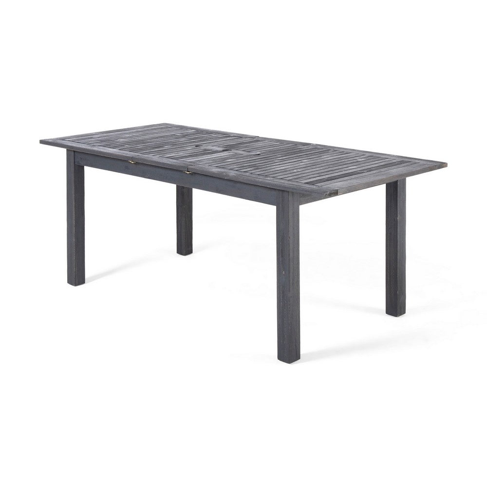 Outdoor Expandable Dining Table with Umbrella Hole | Dark Gray | 63-79"