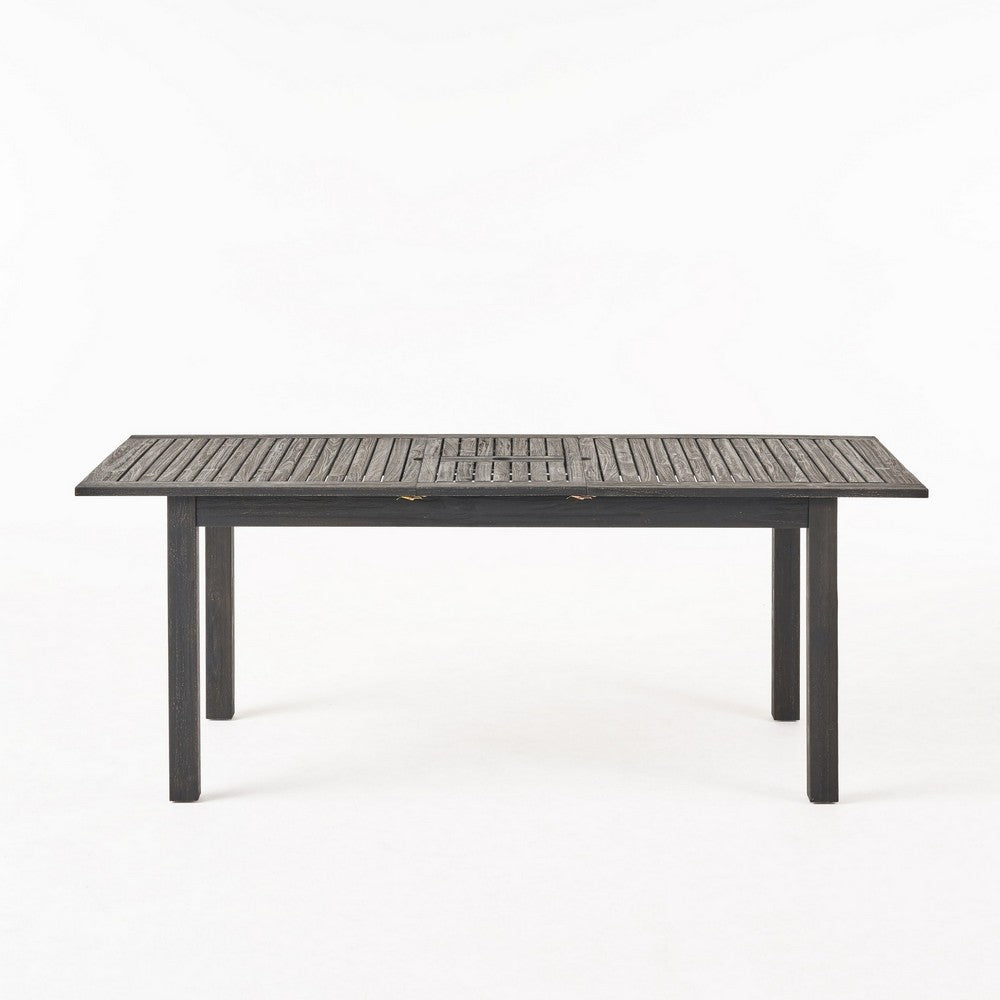 Outdoor Expandable Dining Table with Umbrella Hole | Dark Gray | 63-79"