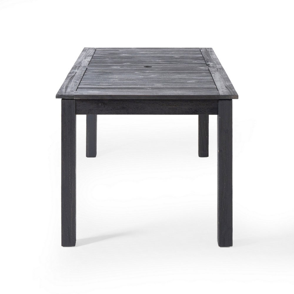Outdoor Expandable Dining Table with Umbrella Hole | Dark Gray | 63-79"