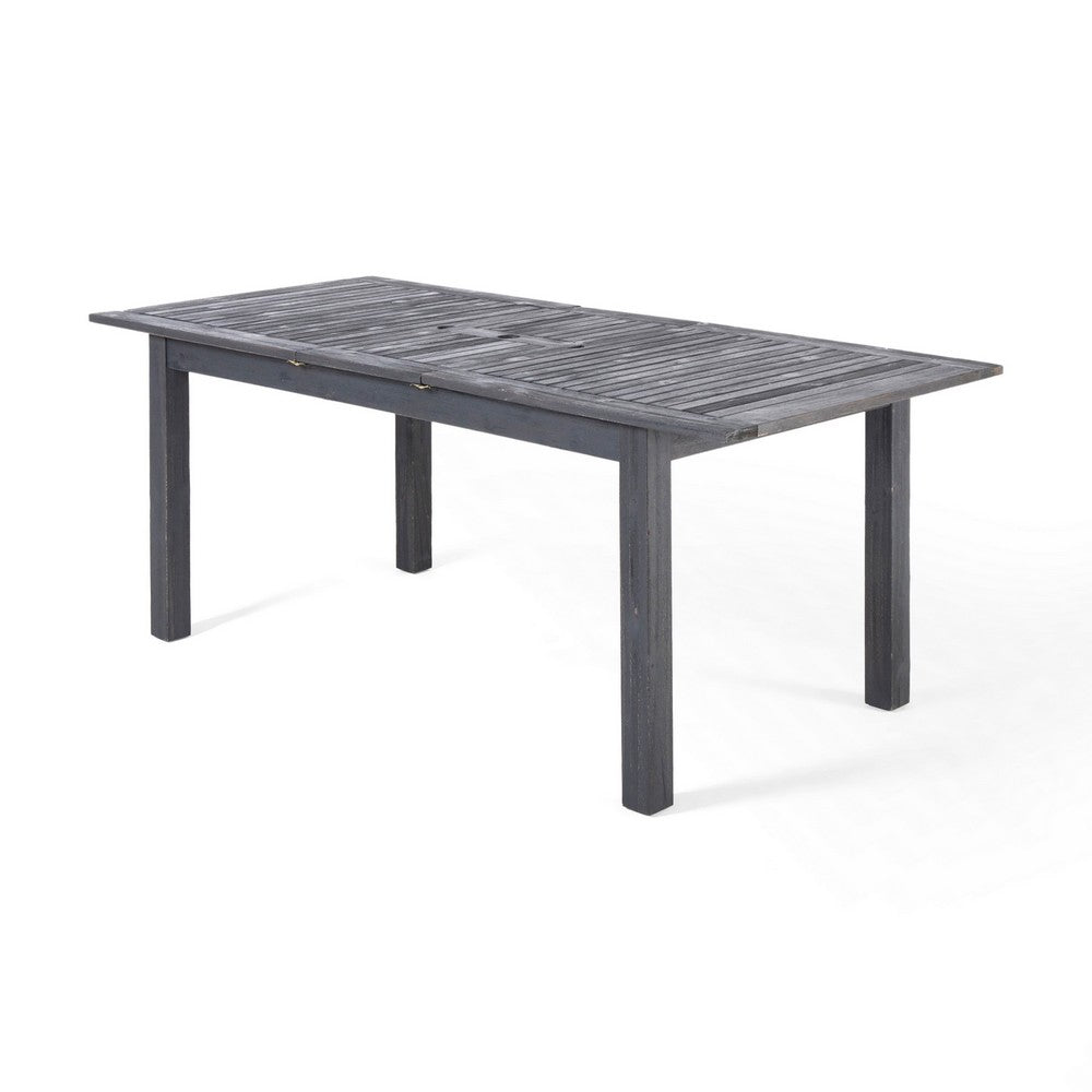 Outdoor Expandable Dining Table with Umbrella Hole | Dark Gray | 63-79"