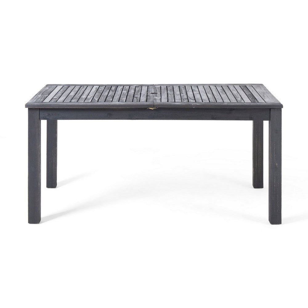 Outdoor Expandable Dining Table with Umbrella Hole | Dark Gray | 63-79"
