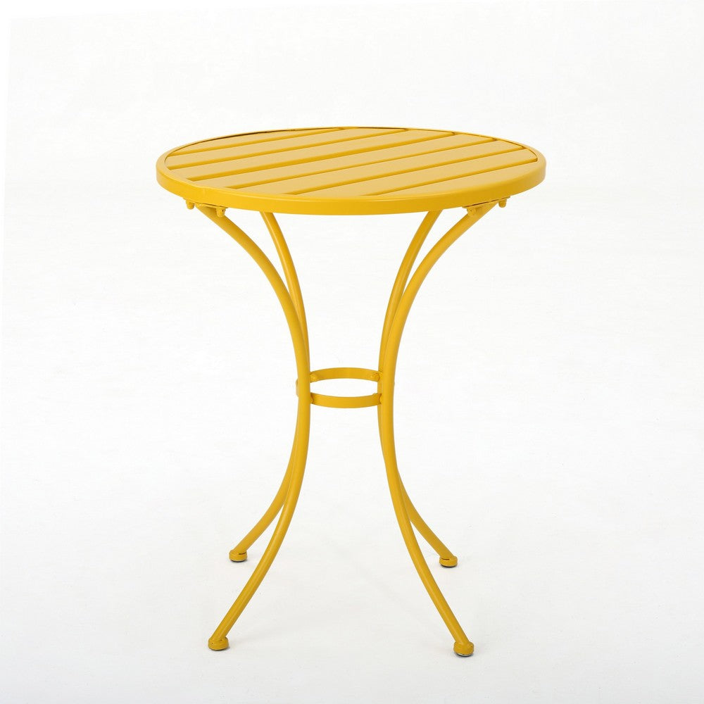 Rune 3pc Outdoor Bistro Set with Round Table and Armchairs | Yellow