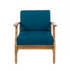 Hoye Outdoor Club Chair | Blue Cushions | Brown Acacia Wood