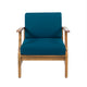 Hoye Outdoor Club Chair | Blue Cushions | Brown Acacia Wood