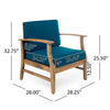Hoye Outdoor Club Chair | Blue Cushions | Brown Acacia Wood