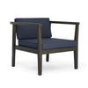 Lyso Outdoor Club Chair | Blue Polyester Cushions | Gray Wood