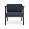 Lyso Outdoor Club Chair | Blue Polyester Cushions | Gray Wood