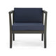 Lyso Outdoor Club Chair | Blue Polyester Cushions | Gray Wood