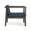 Lyso Outdoor Club Chair | Blue Polyester Cushions | Gray Wood