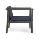 Lyso Outdoor Club Chair | Blue Polyester Cushions | Gray Wood