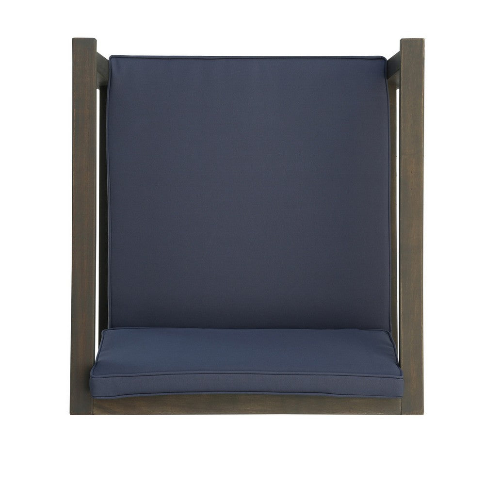 Lyso Outdoor Club Chair | Blue Polyester Cushions | Gray Wood