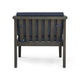 Lyso Outdoor Club Chair | Blue Polyester Cushions | Gray Wood