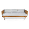 Clara Outdoor 3 Seater Daybed | Water Resistant Gray Cushions | Teak | 68"