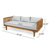 Clara Outdoor 3 Seater Daybed | Water Resistant Gray Cushions | Teak | 68"