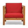 Juna Outdoor Club Chair | Water Resistant Red Cushions | Teak Finish