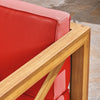 Juna Outdoor Club Chair | Water Resistant Red Cushions | Teak Finish