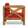 Juna Outdoor Club Chair | Water Resistant Red Cushions | Teak Finish
