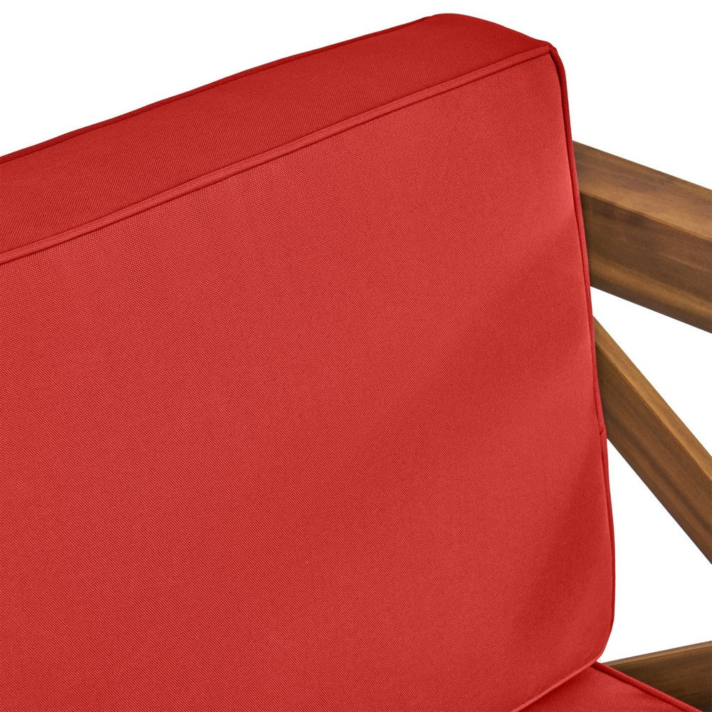 Juna Outdoor Club Chair | Water Resistant Red Cushions | Teak Finish