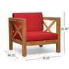 Juna Outdoor Club Chair | Water Resistant Red Cushions | Teak Finish