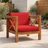 Juna Outdoor Club Chair | Water Resistant Red Cushions | Teak Finish