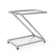 Bar Cart Server | Z Frame | Tempered Glass Shelves | Silver Iron | 37"