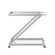 Bar Cart Server | Z Frame | Tempered Glass Shelves | Silver Iron | 37"