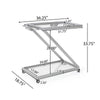 Bar Cart Server | Z Frame | Tempered Glass Shelves | Silver Iron | 37"
