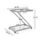 Bar Cart Server | Z Frame | Tempered Glass Shelves | Silver Iron | 37"