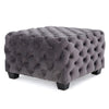 Accent Ottoman | Cubic Shape | Button Tufted Gray Velvet | Black 29"