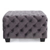 Accent Ottoman | Cubic Shape | Button Tufted Gray Velvet | Black 29"