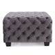 Accent Ottoman | Cubic Shape | Button Tufted Gray Velvet | Black 29"