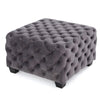 Accent Ottoman | Cubic Shape | Button Tufted Gray Velvet | Black 29"