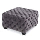 Accent Ottoman | Cubic Shape | Button Tufted Gray Velvet | Black 29"