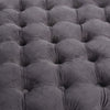Accent Ottoman | Cubic Shape | Button Tufted Gray Velvet | Black 29"