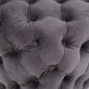 Accent Ottoman | Cubic Shape | Button Tufted Gray Velvet | Black 29"