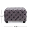 Accent Ottoman | Cubic Shape | Button Tufted Gray Velvet | Black 29"