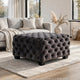 Accent Ottoman | Cubic Shape | Button Tufted Gray Velvet | Black 29"