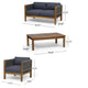 Nisha 4pc Outdoor Chat Set | Rattan Rope Seat | Gray Cushions | Teak Brown