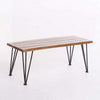 Zoe 3pc Outdoor Table Set | Slatted Top | Teak Brown | Black Hairpin Legs