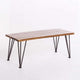 Zoe 3pc Outdoor Table Set | Slatted Top | Teak Brown | Black Hairpin Legs