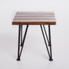 Zoe 3pc Outdoor Table Set | Slatted Top | Teak Brown | Black Hairpin Legs
