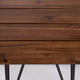 Zoe 3pc Outdoor Table Set | Slatted Top | Teak Brown | Black Hairpin Legs