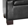 Storage Ottoman Bench | Tufted Black Faux Leather | Brown Wood Legs 50"