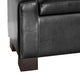 Storage Ottoman Bench | Tufted Black Faux Leather | Brown Wood Legs 50"