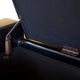 Storage Ottoman Bench | Tufted Black Faux Leather | Brown Wood Legs 50"