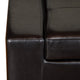 Storage Ottoman Bench | Tufted Black Faux Leather | Brown Wood Legs 50"