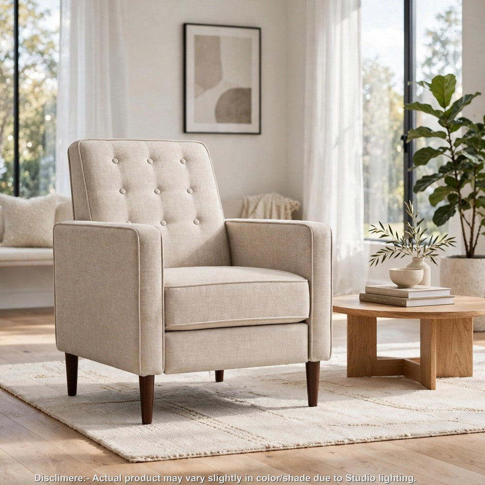 Tery Manual Recliner Sofa Chair | Tufted Back | Track Arms | Wheat Polyester