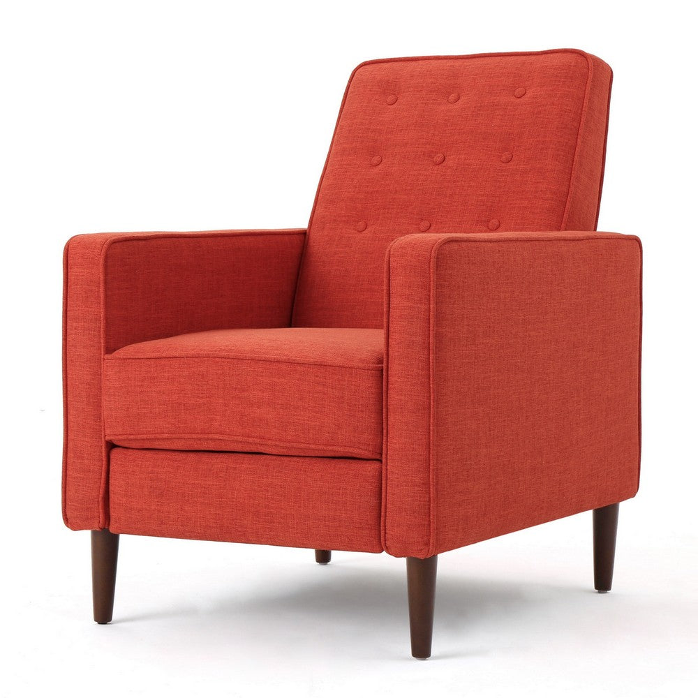 Tery Manual Recliner Sofa Chair | Tufted Back | Track Arms | Orange Polyester